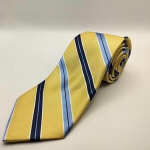 Nautica 59" Necktie 100% Silk Blue & Gold Striped Designer Tie